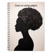 Empowered Black Woman Silhouette Notebook ノートブック (正面)