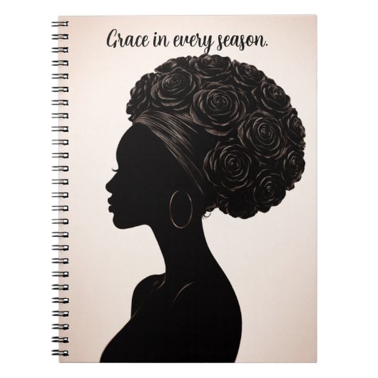 Empowered Black Woman Silhouette Notebook ノートブック (正面)