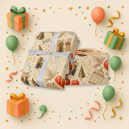 Empowered Red Heart Collage Holiday ラッピングペーパー