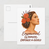 Empowered Woman with Floral ポストカード (正面/裏面)