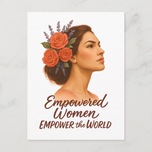 Empowered Woman with Floral ポストカード (正面)