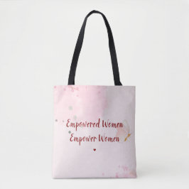 Empowered Women Pink Watercolor Floral Women's Day トートバッグ