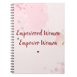 Empowered Women Pink Watercolor Floral Women's Day ノートブック