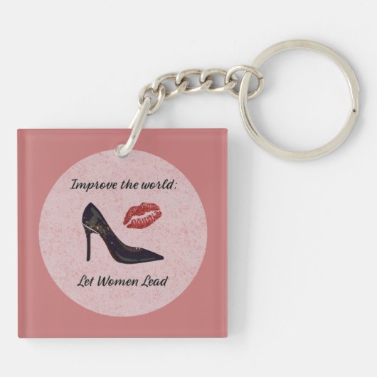 Empowering Pink Let Women Lead Keychain キーホルダー (裏面)