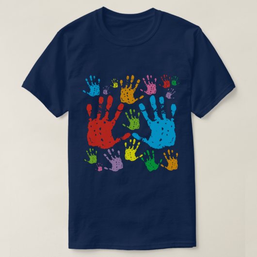 Empreintes de mains en couleurs tシャツ (デザイン正面)