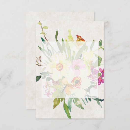 Empty budget Spring daffodil bouquet wedding  招待状 (正面/裏面)