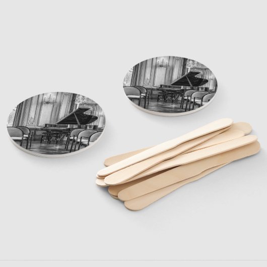 Empty Notes Black and White Music Photograph ハンドファン (組立なし)