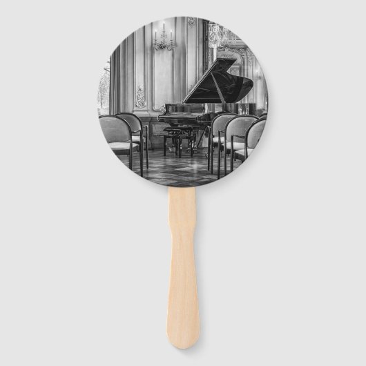 Empty Notes Black and White Music Photograph ハンドファン (正面)