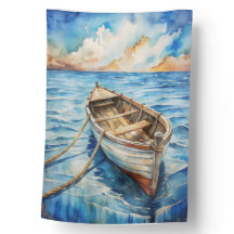EMPTY ROWBOAT ON AN CALM BODY OF WATER
