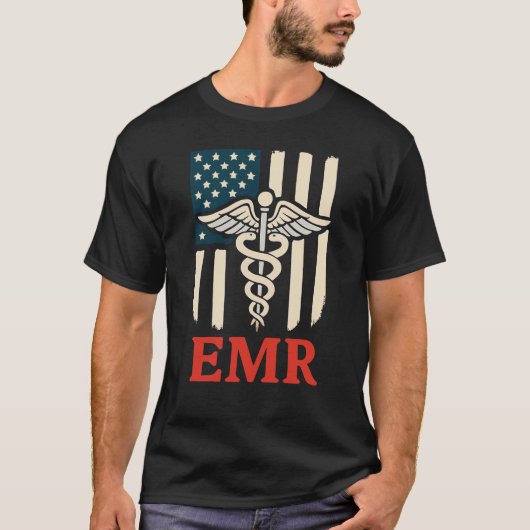 EMR アメリカ国旗 医療 救急 Tシャツ (正面)