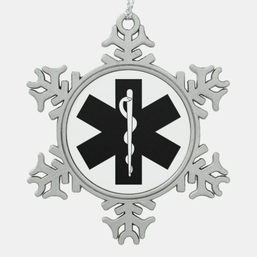 EMSのテーマ スノーフレークピューターオーナメント (正面)