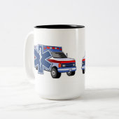 EMSの救急車 ツートーンマグカップ (正面左)