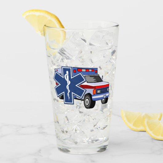 EMSの救急車EMSのロゴ タンブラーグラス (アイス正面)