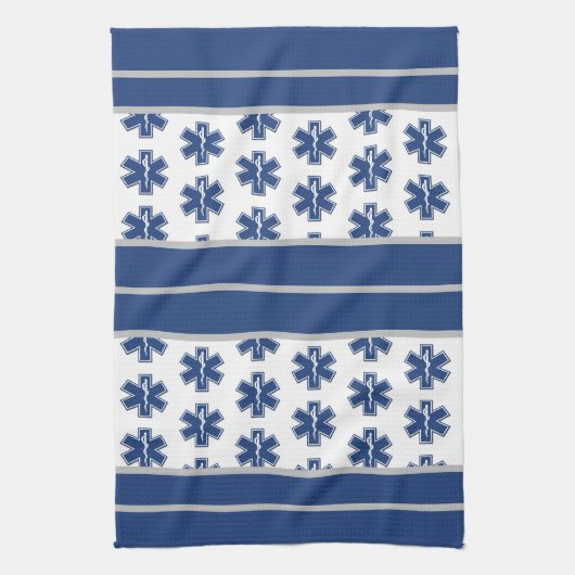 EMS救急医療隊員とEMT キッチンタオル (縦)