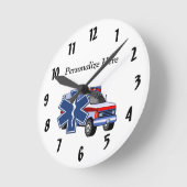 EMS救急車 ラウンド壁時計 (傾斜)