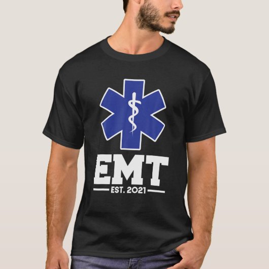 EMS緊急EMTテスト。2021年度学生卒業 Tシャツ (正面)