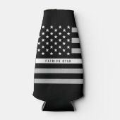 EMS薄型ホワイトラインアメリカ国旗のモノグラム名 ボトルクーラー (正面)