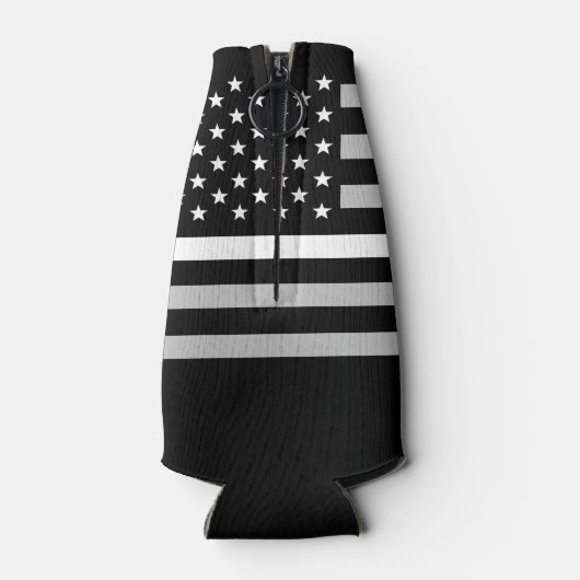 EMS薄型ホワイトラインアメリカ国旗のモノグラム名 ボトルクーラー (裏面)