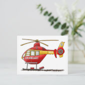 EMS EMT救助医療ヘリコプター救急車 ポストカード (スタンド正面)