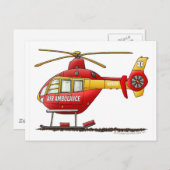 EMS EMT救助医療ヘリコプター救急車 ポストカード (正面/裏面)