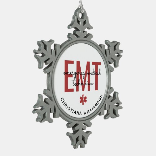 EMTカスタム救急医療士 スノーフレークピューターオーナメント (左)