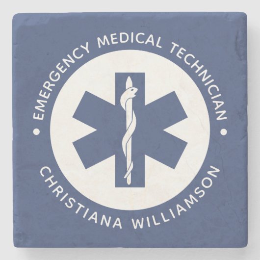 EMTカスタム記号救急医療技術者 ストーンコースター (正面)