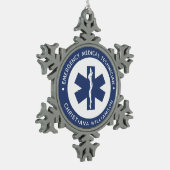 EMTカスタム記号救急医療技術者 スノーフレークピューターオーナメント (左)