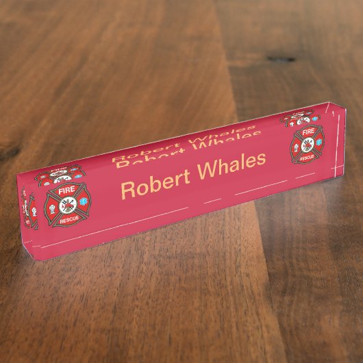 EMTファイアファイターカスタム机用ネームプレート デスクネームプレート (側面)