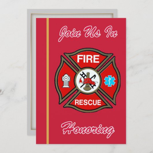 EMTファイアファイターリタイアメント招待状 招待状 (正面/裏面)