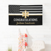 EMTファースト・レスポンダー細白線EMS退職 横断幕 (インサイチュ)