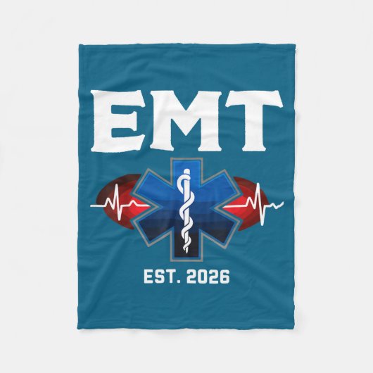EMT学生卒業 EMT ESTデザイン フリースブランケット (正面)