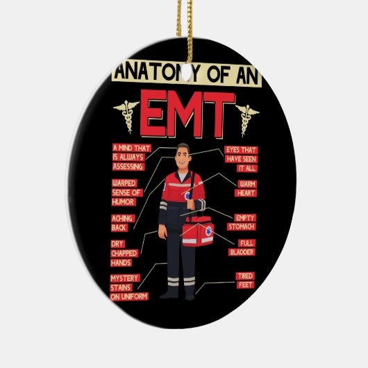 EMT救急医療隊員の解剖学EMT EMS健康気にEm セラミックオーナメント (右)