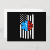Emt消防士アメリカ動揺して国旗.Png インビテーションポストカード (正面/裏面)