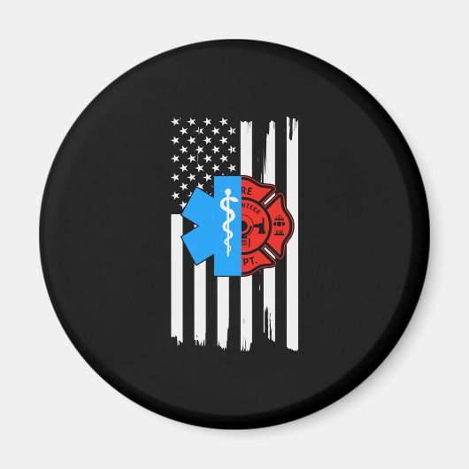 Emt消防士アメリカ動揺して国旗.Png マグネット (正面)