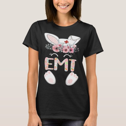 EMT Easter Nurse Floral Bunny Tシャツ (正面)