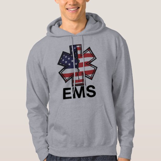 "EMT/EMS"メンズフード付きスウェットシャツSweatshirt パーカ (正面)