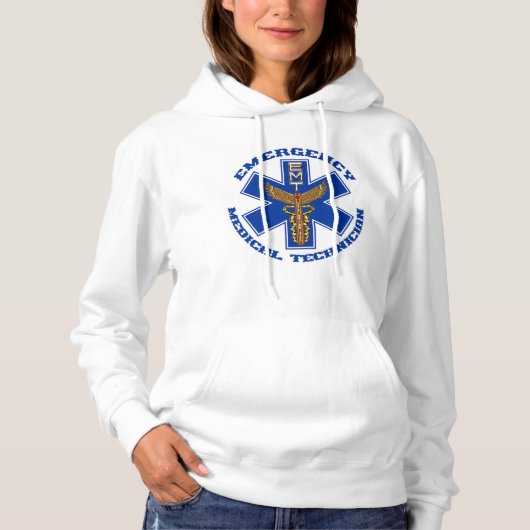 "EMT/EMS"女子フード付きスウェットシャツSweatshirt パーカ (正面)