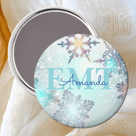 EMT Ice Blue Snowflake Personalized Name  マグネット