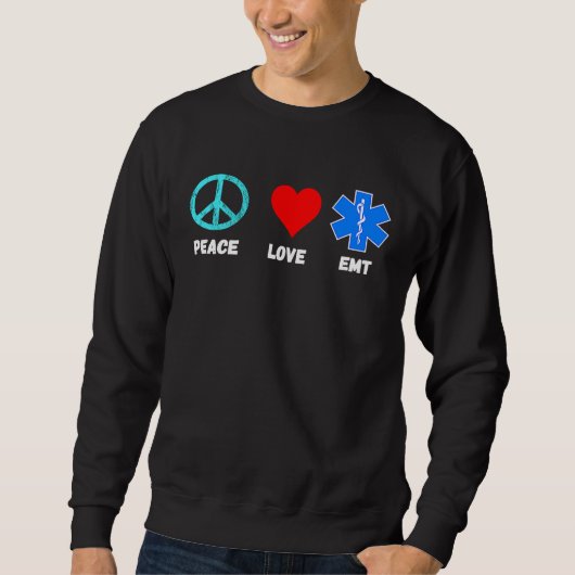 EMT Peace Love Sani Paramedic Emergency Paramedic スウェットシャツ (正面)
