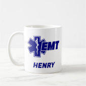 Emt Star of Life、消防士パーソナライズされた名 コーヒーマグカップ (左)