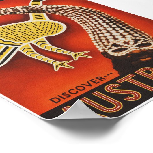 Emuとのオーストラリアのヴィンテージ旅行ポスター ポスター (角)