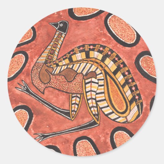 Emuアボリジナル絵画アート ラウンドシール (正面)