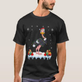 Emu着用サンタハットクリスマスライトエミューラバークリステム Tシャツ (正面)