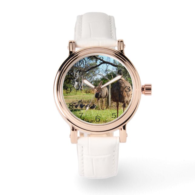 Emu誇りを持ったの親は雛を連れて 腕時計 (正面)