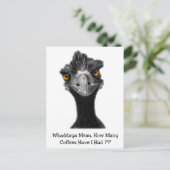 Emu:、おもしろいユーモア:コーヒーの数が多すぎる:アート ポストカード (スタンド正面)