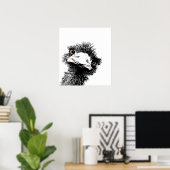 Emu – ペンとインク ポスター (ホームオフィス)