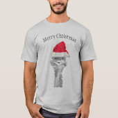 Emu Birdおもしろい Christmas Emo Animalクリスマスサンタ Tシャツ (正面)