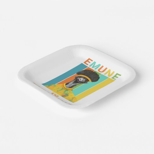 Emu Bird Pun -おもしろいネガティブな要素へのEmune ペーパープレート (傾斜あり)