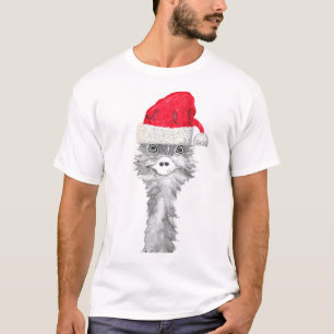 Emu Bird Umous おもしろい Ostrich Emo Animalクリスマスサンタ Tシャツ