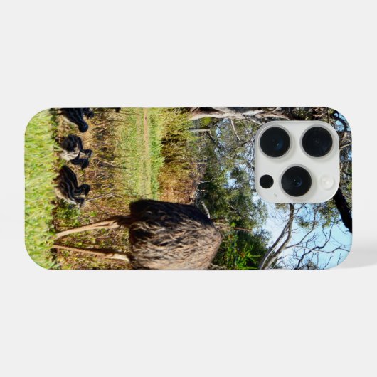 Emu Parents Taking Chicks For Walk, iPhoneケース (裏面横)